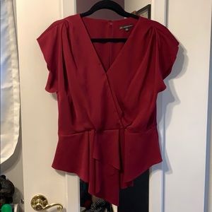 Adrianna Papell Wine Red Peplum Blouse